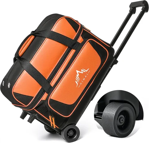Vista 10 de GoHimal Bolsa de bolos de doble rodillo para 2 bolas con compartimento separado para zapatos de boliche (hasta talla 15 de hombre de EE. UU.)