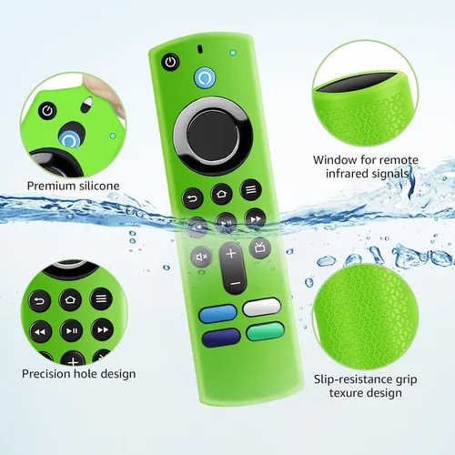 Vista 2 de ONEBOM - Funda protectora de silicona para mando a distancia, cubierta de control de silicona, brilla en la oscuridad (verde y rosa y azul)