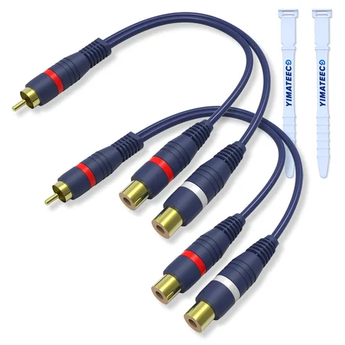 Vista 17 de Cable divisor RCA Y macho a hembra, cable de extensión de audio AV Jack de 0.138 in, conector de cincha chapado en oro de 24 quilates