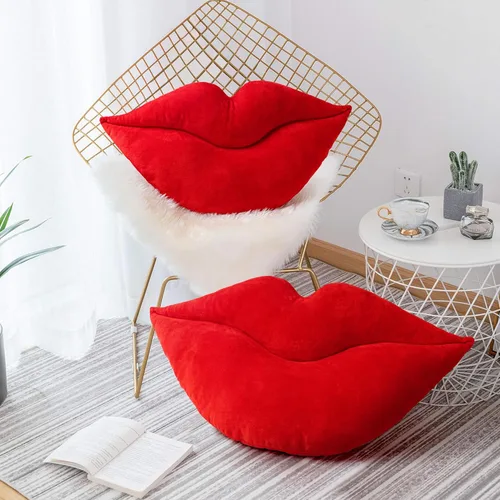 Vista 9 de AELS Almohadas de labios 3D, suaves y suaves, decorativas, almohadas de amor, lindas almohadas de 20 x 11 pulgadas para sofá, cama, sala de estar