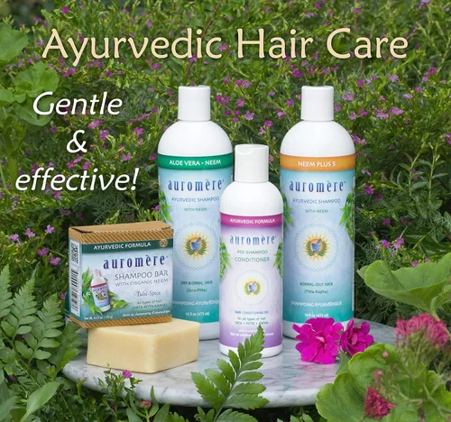 Vista 6 de Auromere Champú ayurvédico, Neem + 5, vegano, libre de crueldad, sin OMG, natural, sin gluten, sin sulfato, sin parabenos para cabello normal a