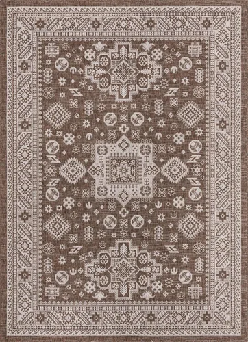 Vista 81 de Unique Loom Outdoor Aztec Collection Alfombra de área - Chalca (10 pies, redonda, azul/marfil)