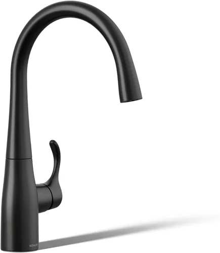 KOHLER K-22034-BL Simplice - Grifo de barra de cocina de un solo mango, para fregadero de preparación, barra húmeda, negro mate