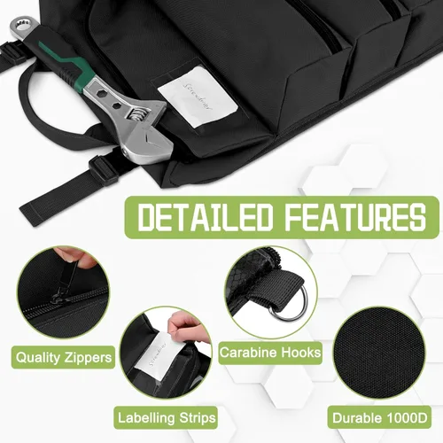 Vista 4 de Bolsa de herramientas, bolsa enrollable portátil, bolsa de herramientas enrollable, 6 bolsas de herramientas desmontables, bolsa de herramientas