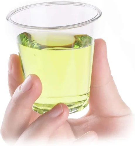 Vista 6 de Golden Apple, Vasos de plástico transparente de 2 onzas. Mini vasos desechables, vasos de chupito de plástico, vasos de fiesta de gelatina – 50