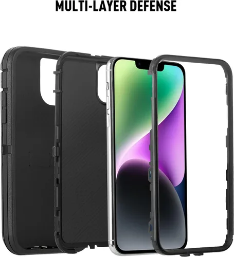 Vista 5 de Funda para iPhone 14 (6.1"), resistente protección contra caídas, resistente a prueba de golpes, a prueba de polvo, 3 capas, funda protectora