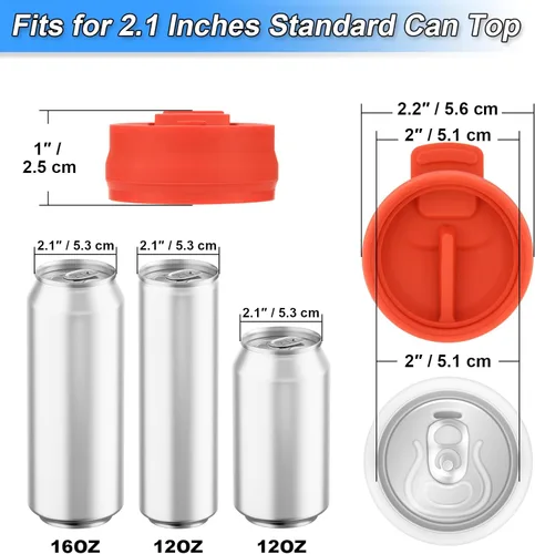 Vista 2 de Cosmos 2 tapas de silicona para latas de refrescos, protector reutilizable antiderrames para latas de refrescos, cerveza, jugo, se adapta a latas
