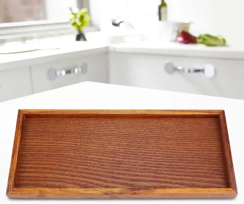 Vista 16 de Bandeja de madera para servir, bandeja rectangular de madera para té de frutas, aperitivos, platos de dulces, bandeja de mesa de café, organizador