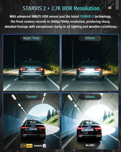 Vista 3 de Neideso Cámara de salpicadero delantera y trasera en el interior, sensor STARVIS 2, tarjeta gratuita de 128G incluida, cámara de tablero de 5
