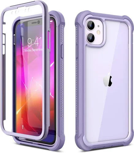 Vista 9 de Dexnor Funda para iPhone 11 con protector de pantalla, transparente, resistente 360, protección de cuerpo completo, a prueba de golpes, parte