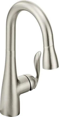 Moen Arbor Spot Resist - Grifo de barra desplegable de acero inoxidable con un solo mango, con reflejo, grifo de fregadero de cocina de un solo