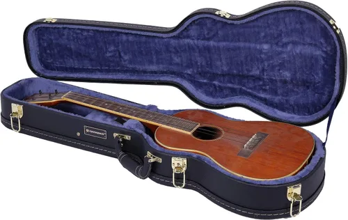 Crossrock Estuche de madera rígida para ukelele barítono, negro (CRW620BUBK)