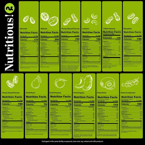 Vista 2 de NUT CRAVINGS - Cesta de regalo para el día de la madre, frutas secas y frutos secos mixtos, torre roja + cinta de corazón (12 surtidos), arreglo