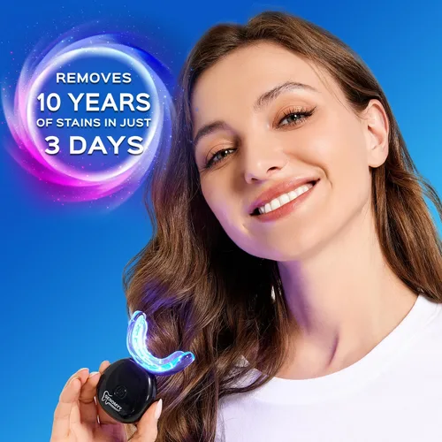 Vista 6 de Kit de blanqueamiento de dientes 16 veces recargable con luz LED, tiras de gel blanqueador de dientes, con gel de blanqueamiento dental de peróxido