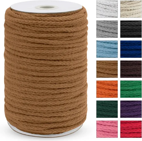 Vista 24 de JeogYong - Cuerda de macramé trenzada 5mm x 90m, cuerda de algodón trenzada de 8 hebras natural, cuerda de cordón de dibujo colorida para colgar