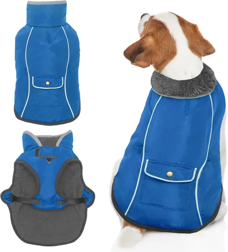 Vista 30 de Abrigo de Invierno para Perro - Ropa Cálida para Perro para Lluvia Nieve Viento Clima Frío - Chaleco Chaqueta para Mascotas Reflectante Ajustable