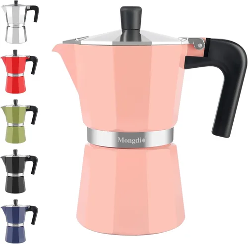 Vista 25 de Mongdio Cafetera de café expreso para estufa, cafetera cubana para estufa, olla italiana greca moca, 9 tazas de expreso, 15 onzas, color negro