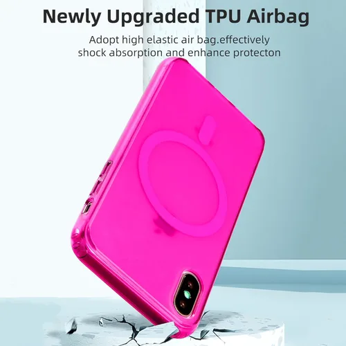 Vista 4 de Tigowos Funda magnética translúcida para iPhone Xs Max con carga inalámbrica MagSafe anti-amarilla, antihuellas, a prueba de golpes, funda