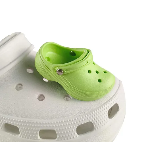 2 PCS mini Croc Shoe Charms Shoe Decor DIY Crafting Cute Crocs Charms Handmade Shoe Accessories For Kids Women Men (Green)