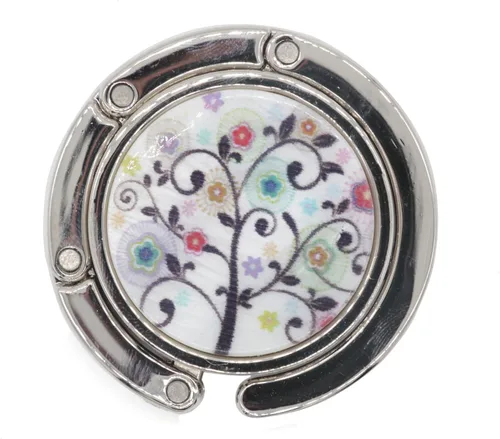 Vista 2 de Juego de 6 ganchos plegables para mujer, con patrón mixto, gancho para colgar en el bolso