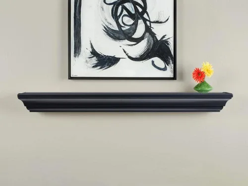 MANTELSDIRECT Estante flotante de madera para chimenea de 60 pulgadas en color negro - Colton de Mantels Direct | Estante de pared rústico de madera