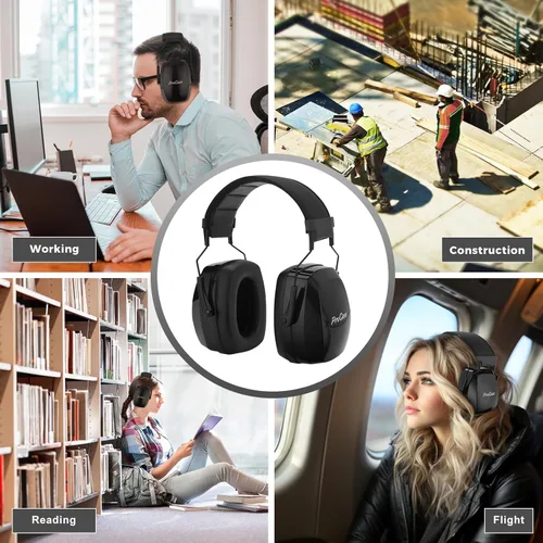 Vista 6 de ProCase - Orejeras con cancelación de ruido SNR 33dB, auriculares de protección auditiva para adultos, orejeras insonorizadas para trabajo, corte