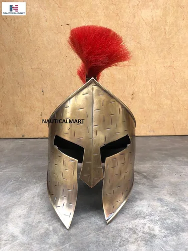 Vista 6 de Muscle Armor Cuirass 300 - Disfraz de rey espartano Leónidas, casco medieval romano griego para Halloween