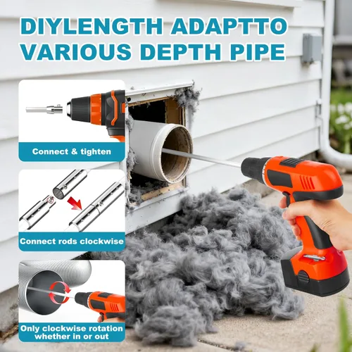 Vista 6 de Sealegend Kit de limpiador de ventilación de secadora de 30 pies, removedor de pelusas, 2 cepillos flexibles mejorados de conexión rápida