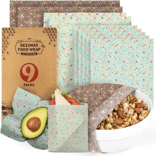 Vista 9 de Akeeko Envolturas reutilizables de cera de abejas – Surtido de 9 paquetes, reutilizables, sin plástico, almacenamiento de alimentos 4 pequeños, 3
