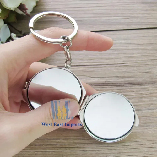 Vista 5 de Llavero de espejo compacto de bautismo personalizado (12 piezas) Bautizo Recuerdos Espíritu Santo Paloma Diseño Compacto 1ª Comunión