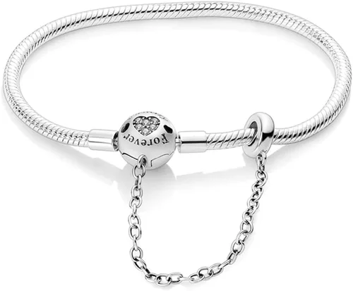 KUNSIR Pulsera de plata de ley 925 con cierre de palma, cadena de serpiente, pulseras básicas para cualquier dije PDL, para adolescentes y mujeres