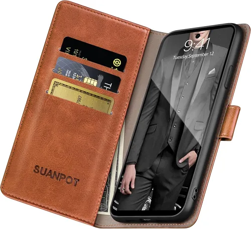 Vista 4 de SUANPOT Funda de piel tipo cartera para Samsung Galaxy A53 5G con tarjetero RFID para tarjetas de crédito Flip Folio Book Funda a prueba de golpes