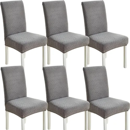 Vista 16 de Juego de 6 fundas elásticas para sillas – Fundas extraíbles para sillas de comedor, fundas protectoras de terciopelo lavables a prueba de polvo