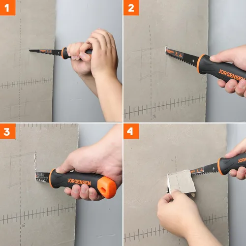 Vista 6 de Jorgensen Sierra para paneles de yeso, sierra Jab y ojo de cerradura de 6 pulgadas con mango ergonómico, dientes de tierra triple, herramienta