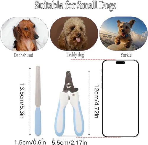 Vista 2 de Cortaúñas para perros pequeños, herramienta profesional de aseo profesional con lima de uñas (azul)