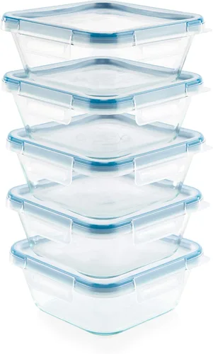 Vista 5 de Snapware Total Solutions - Juego de recipientes de vidrio para almacenamiento de alimentos (paquete de 5, 4 tazas), tapas herméticas y a prueba