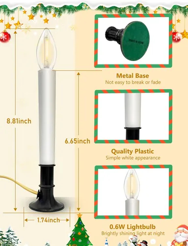 Vista 3 de Velas de ventana eléctricas del atardecer al amanecer con sensor, paquete de 4 enchufes de luces de ventana LED de Navidad con cordón marfil, base