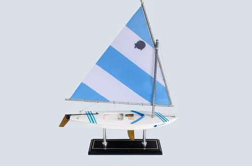 Vista 11 de LK Decoración de barco de vela modelo Sunfish de madera 16"-10