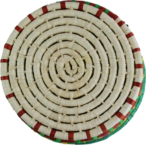 Vista 5 de Calentador de cesta de tortilla de palma tejida a mano, hecho en México, pequeño verde