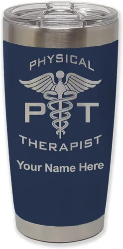 Vista 20 de LaserGram Vaso personalizado de 20 onzas, PT fisioterapeuta (negro)