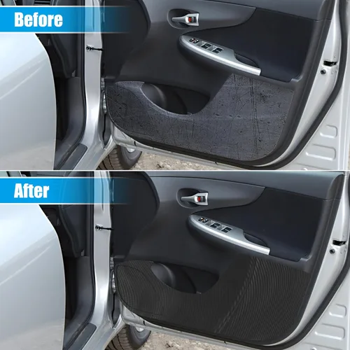 Vista 3 de X AUTOHAUX 1 juego de calcomanías antipatadas para puerta, patrón de fibra de carbono, protector antiarañazos para puerta, protector protector