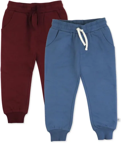 HonestBaby Baby-Boys - Paquete de 2 pantalones deportivos 100% algodón orgánico para bebés, niños y niñas Azul (Collegiate Blue)