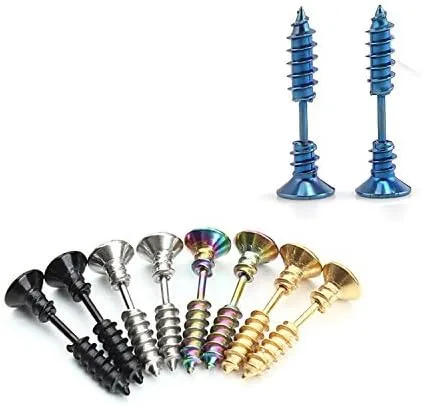 Vista 4 de BronaGrand 5 pares de aretes de aro unisex de acero inoxidable para hombre