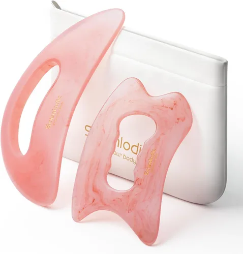Vista 10 de Scienlodic Gua Sha - Herramienta de masaje con mango (resina), herramienta de raspado Guasha más grande para masaje de espalda, cuello, cara
