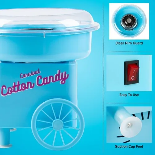 Vista 3 de Mini máquina de algodón de azúcar para encimera con cuchara de azúcar y 10 palitos para servir, máquina para hacer dulces en el hogar, carnaval