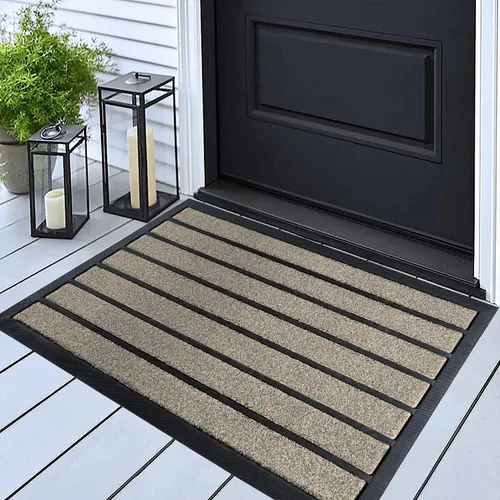 ubdyo Tapete extra duradero para puerta – Tapete de bienvenida para exteriores que atrapa la suciedad, antideslizante, para entrada interior y beige