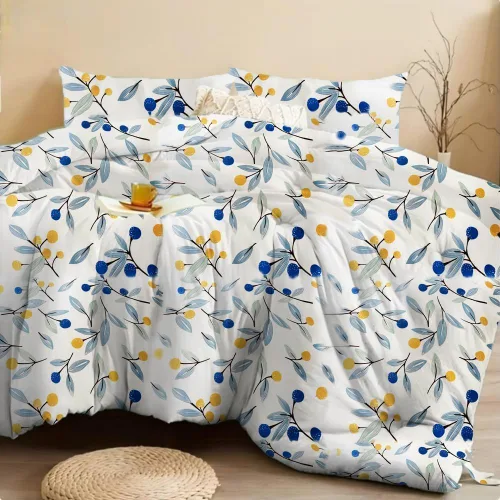 SDIII - Juego de edredón de 3 piezas, tamaño twin, floral azul, de microfibra suave y ligera, edredón floral azul, juego de ropa de cama vintage con