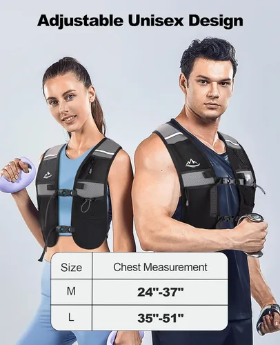 Vista 8 de Running Vest for Women Men, Lightweight Breathable Hydration Vest with Large Compartment, Reflective Running Hydration Vest, Run Water Vest for