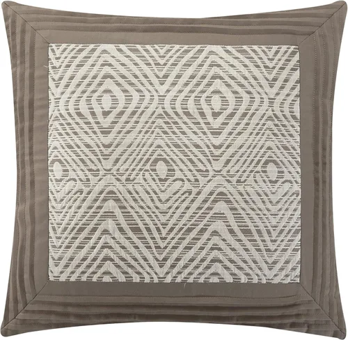 Vista 4 de Chic Home Imani - Juego de edredón de 6 piezas con diseño de bloques de color jacquard con patrón geométrico de diamante, fundas de almohada