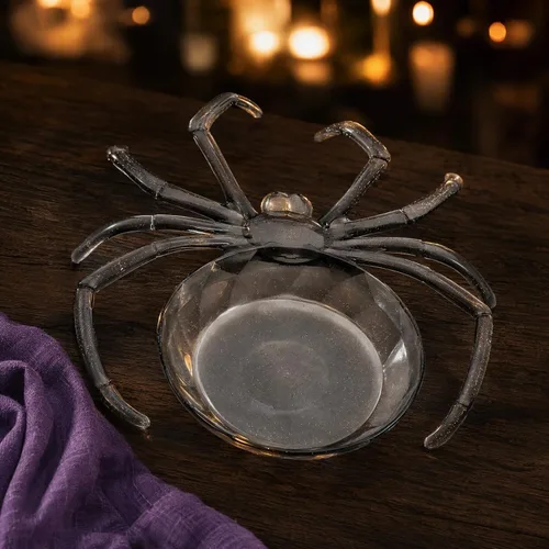 Vista 5 de Bandeja de dulces de araña estilo Halloween de 9.44 pulgadas, plato de postre de plástico multifunción para servir frutas en el hogar y cenar Varios